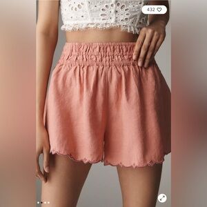 Brand New Linen Rose Scalloped Hem Women Shorts XL